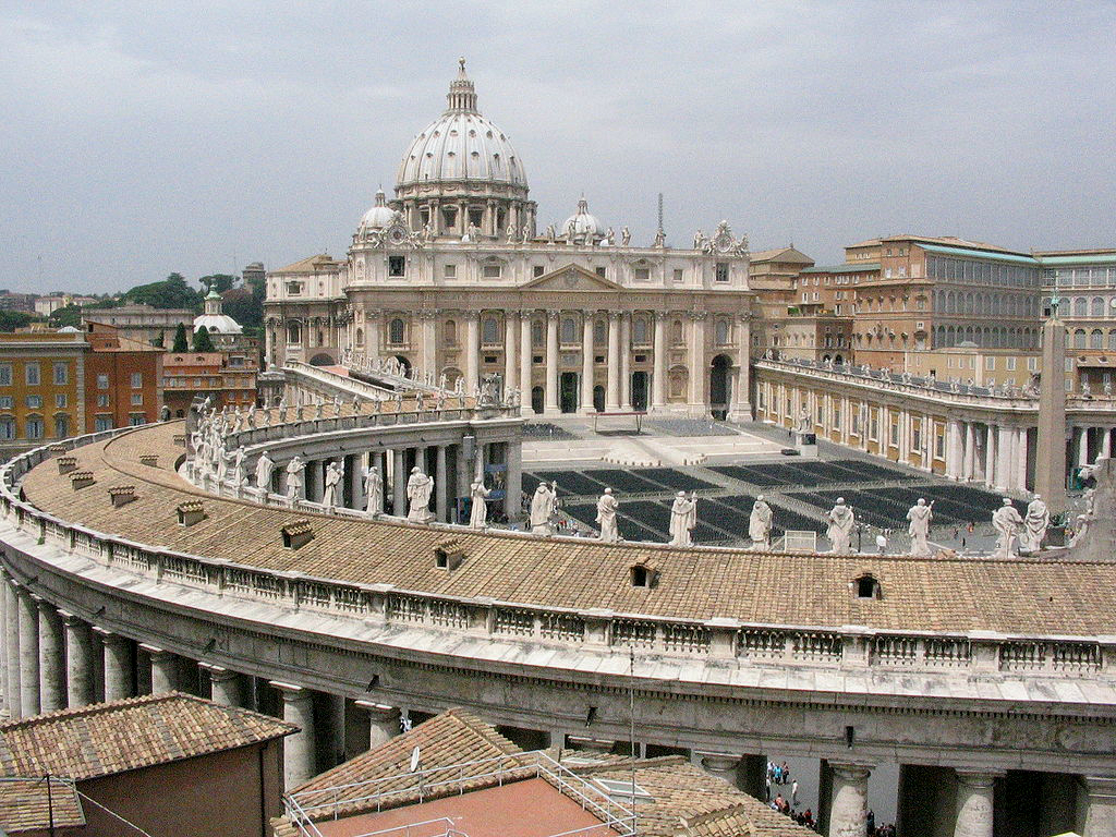 View of the Vatican basilica from a roof near saint Peter square in Rome