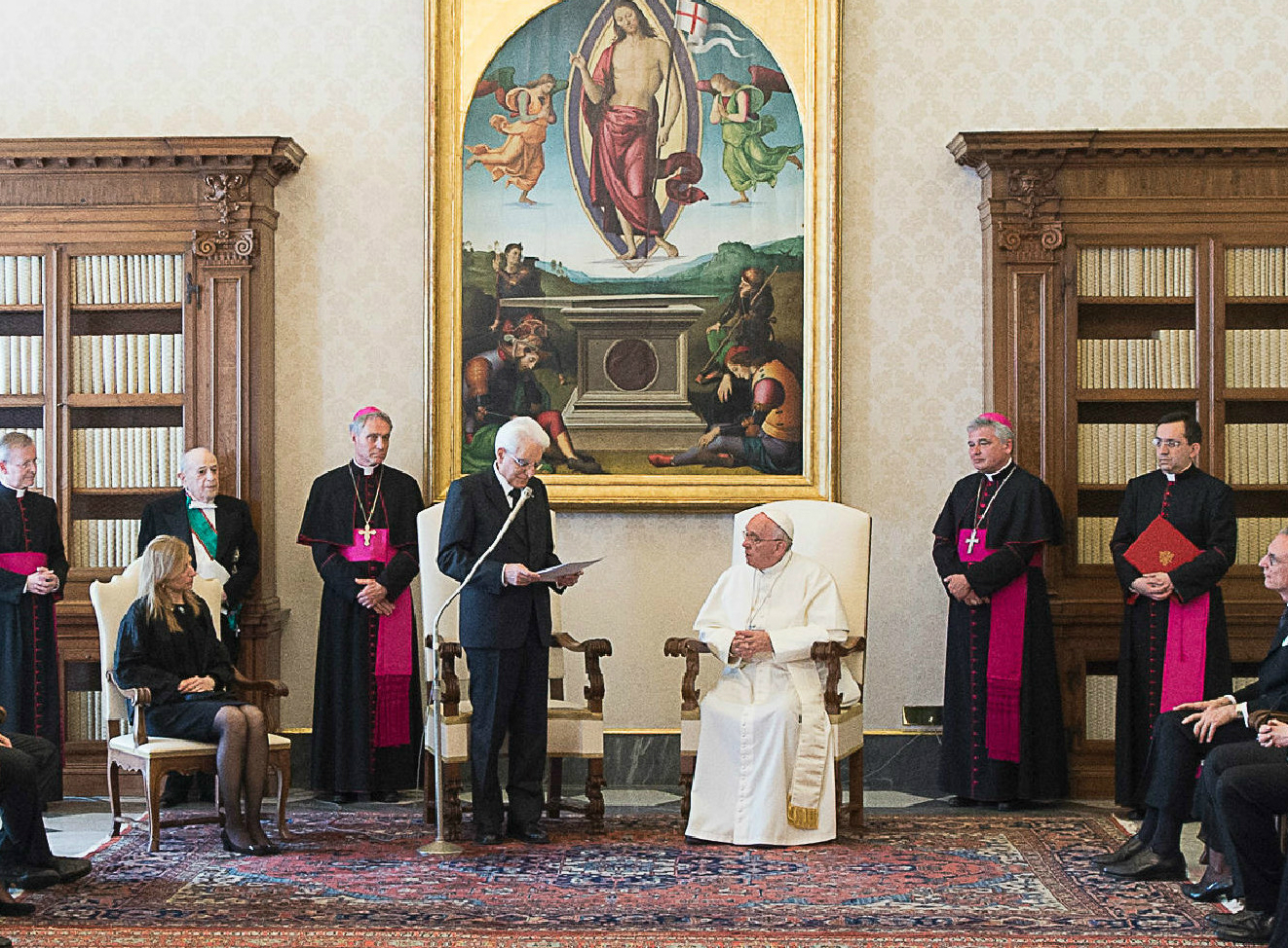 Pope Francis in audience receives the Italian President
