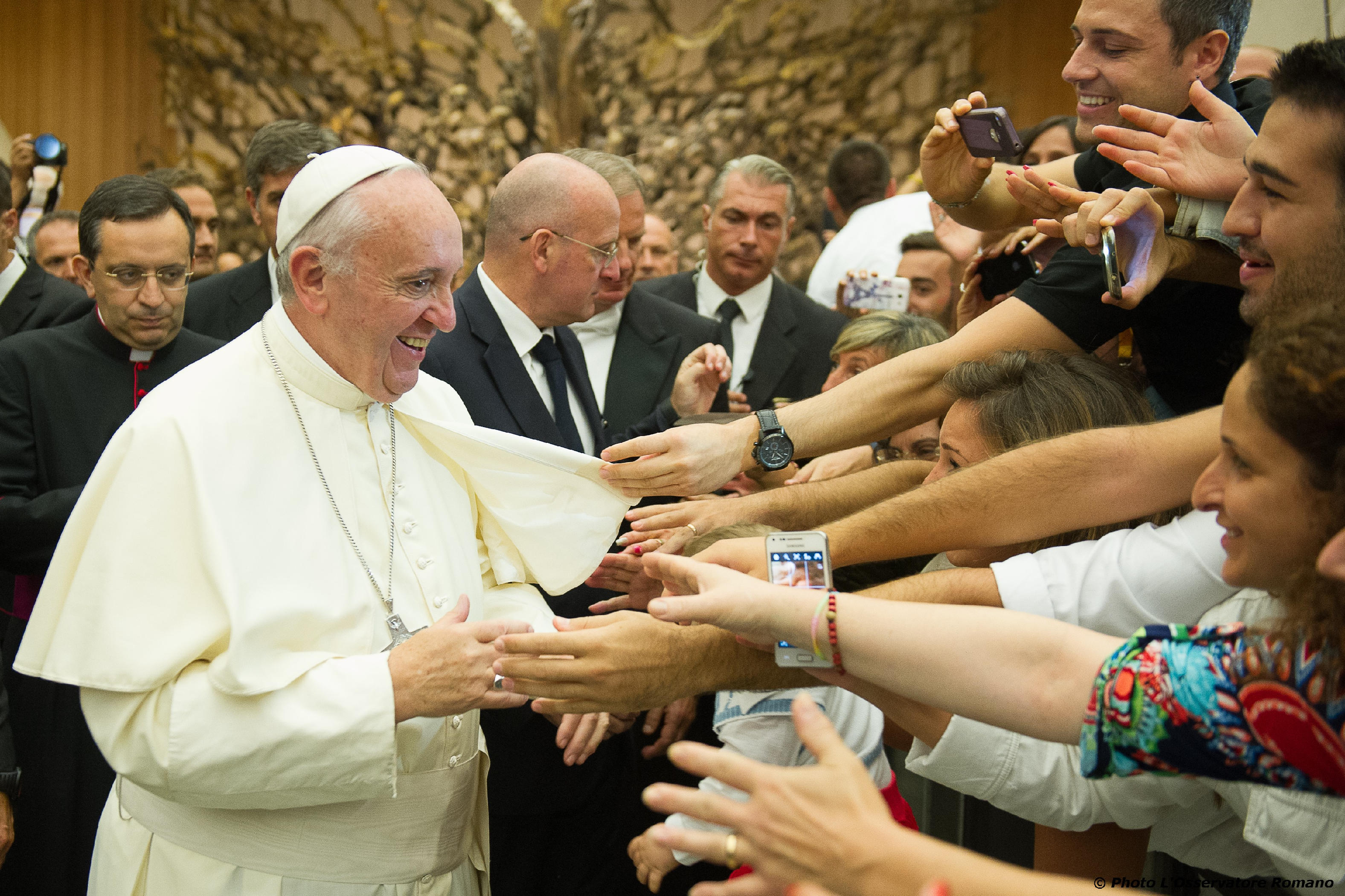 Pope Francis during the Audience with the Parish Evangelizing Cell Movement