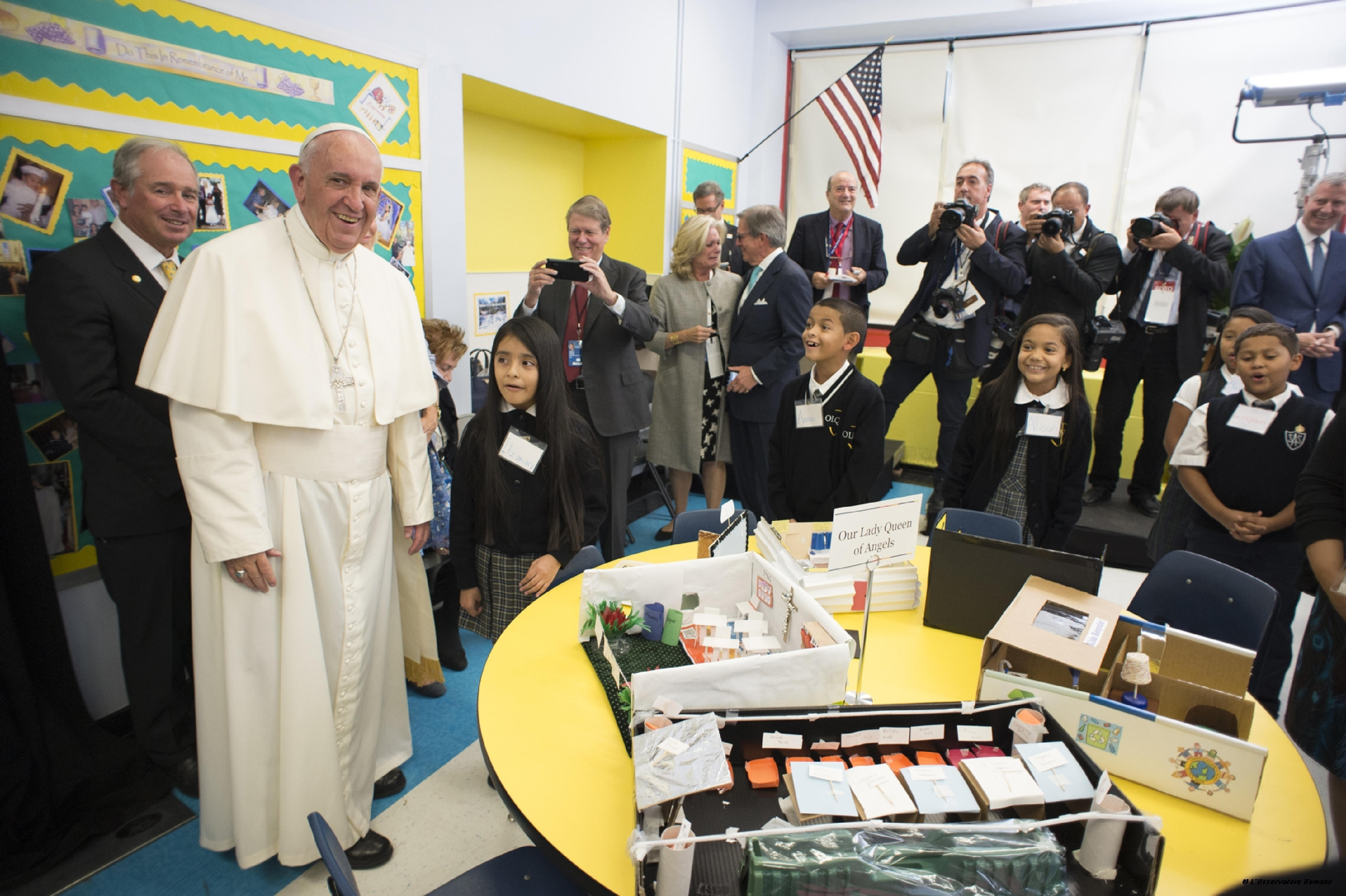 Pope Francis during his visit at Our Lady Queen of Angels School