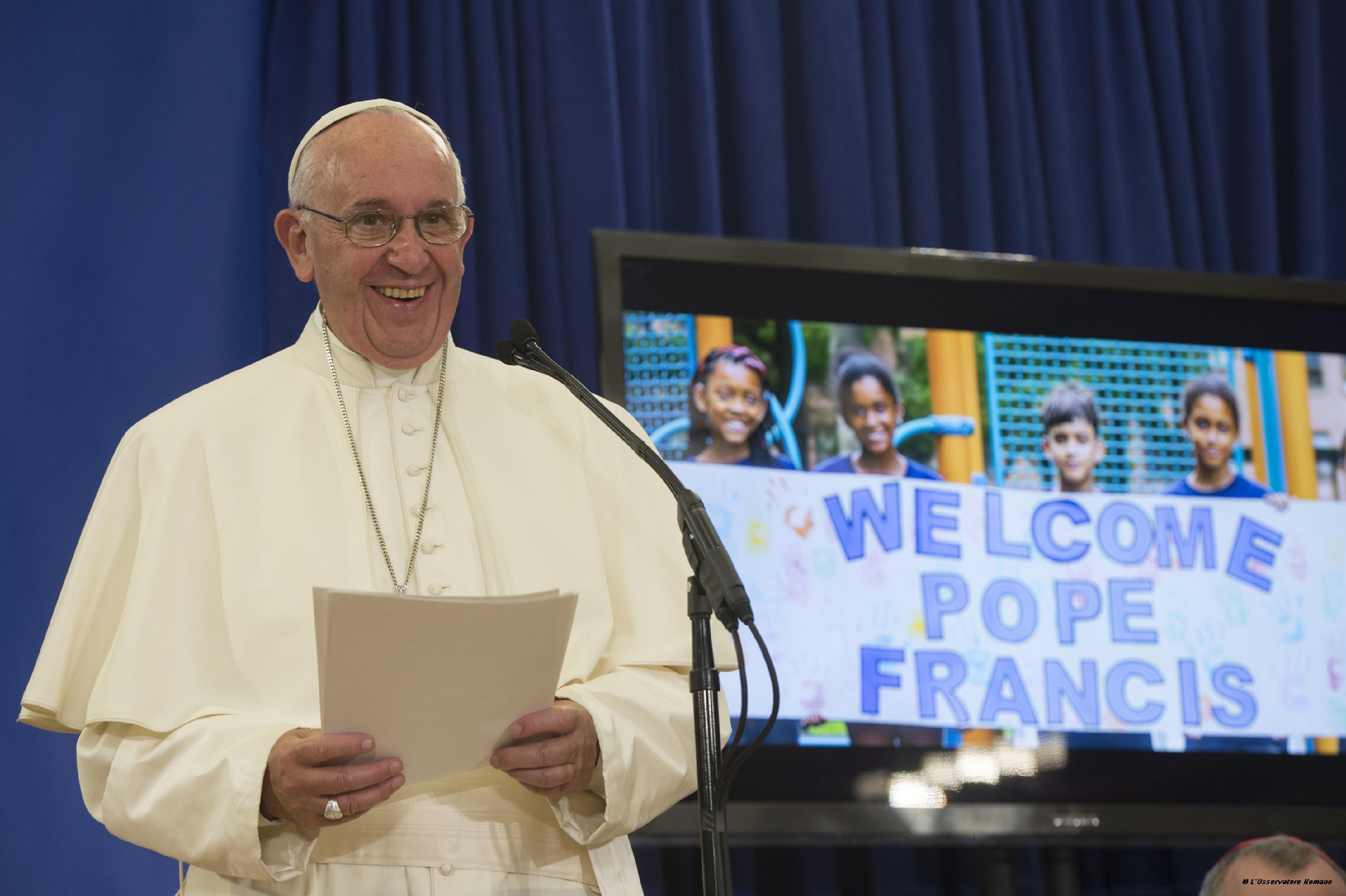 Pope Francis during his visit at Our Lady Queen of Angels School in East Harlem