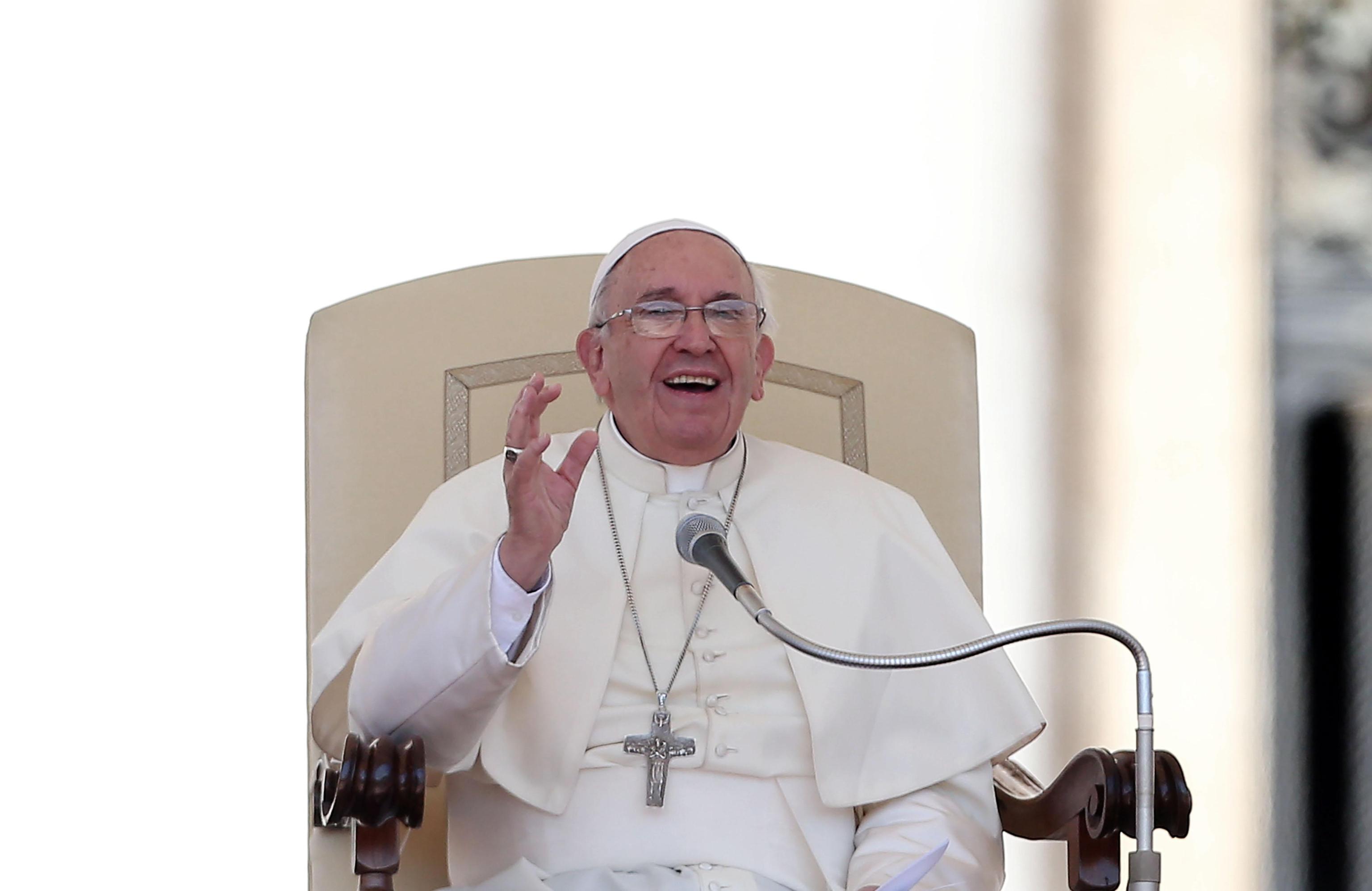 Pope Francis during today's weekly general audience in St. Peter's Square