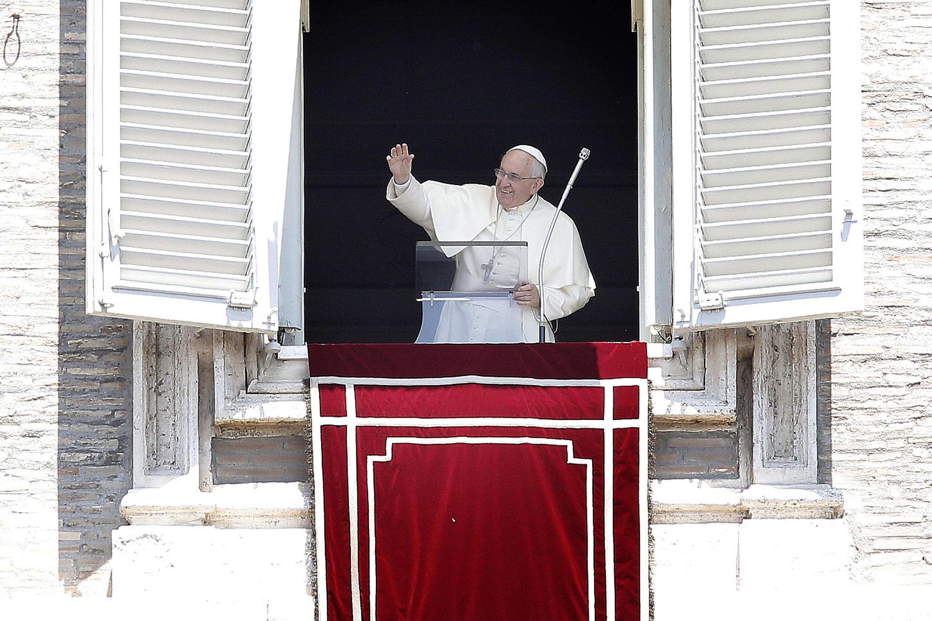 Pope Francis during the Angelus prayer in St. Peter's square (Sunday