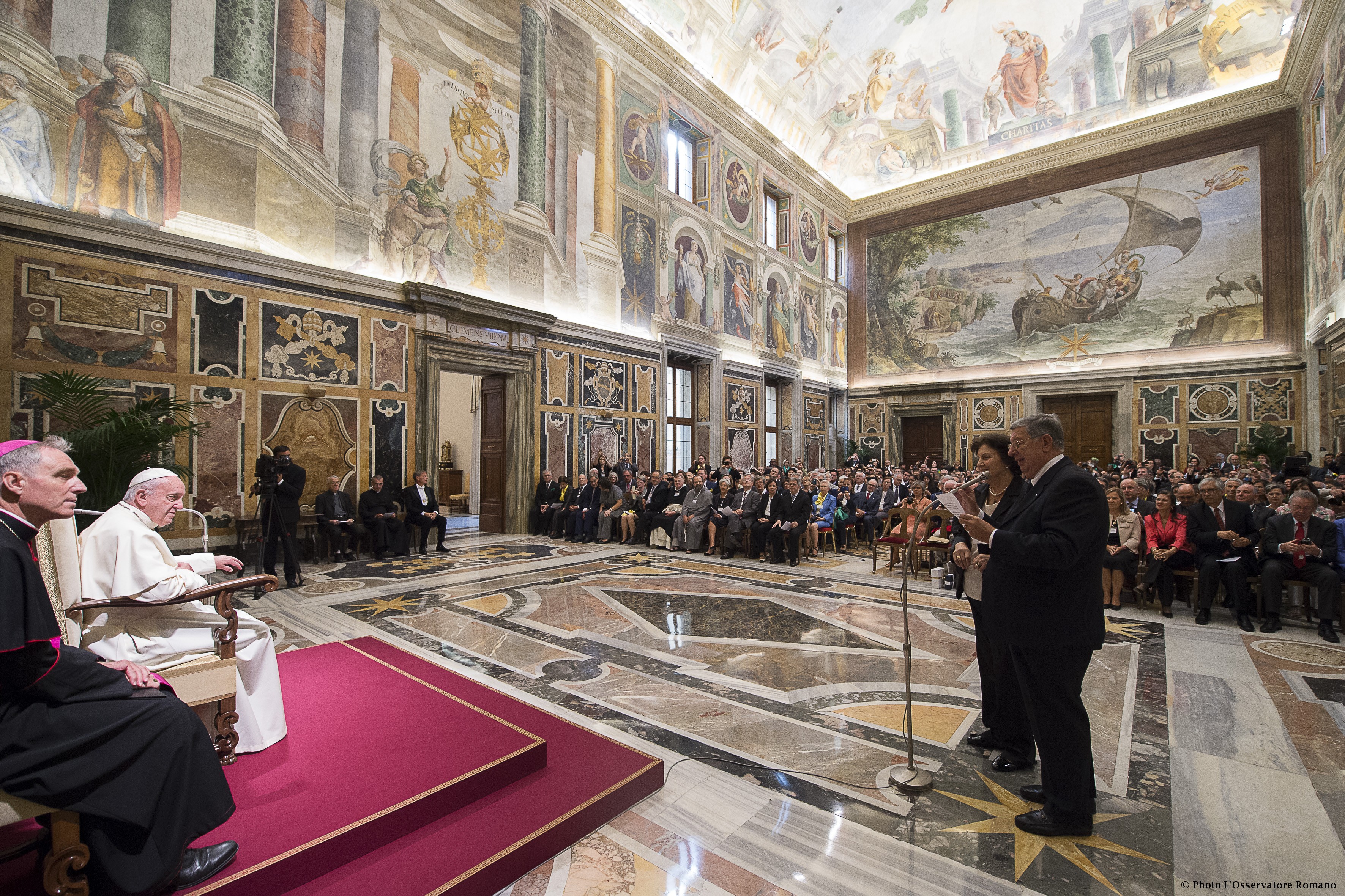 Pope Francis with Equipes Notre Dame in Clementina room