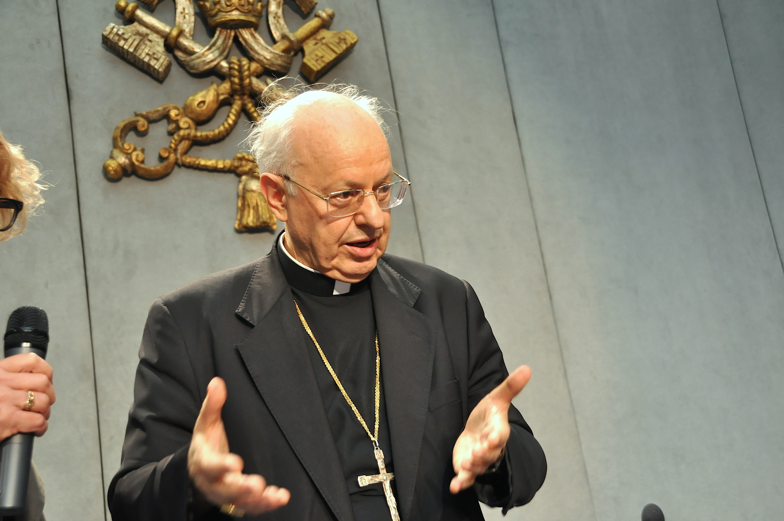 Cardinal Lorenzo Baldiserri in the press room of Holy See - 2015 june 23