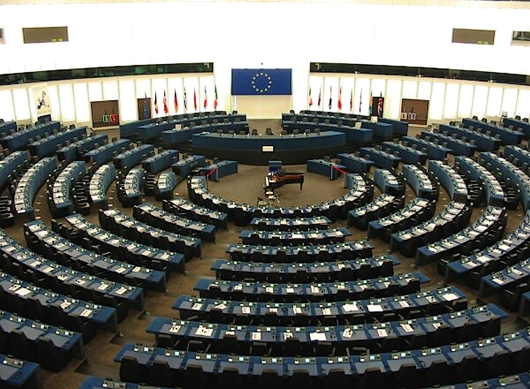Inside the European Parliament in Strasbourg.